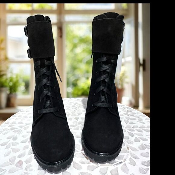 La CANADIENNE Power Lace-Up Waterproof Combat Boot Black Suede Size 5 - Picture 6 of 13